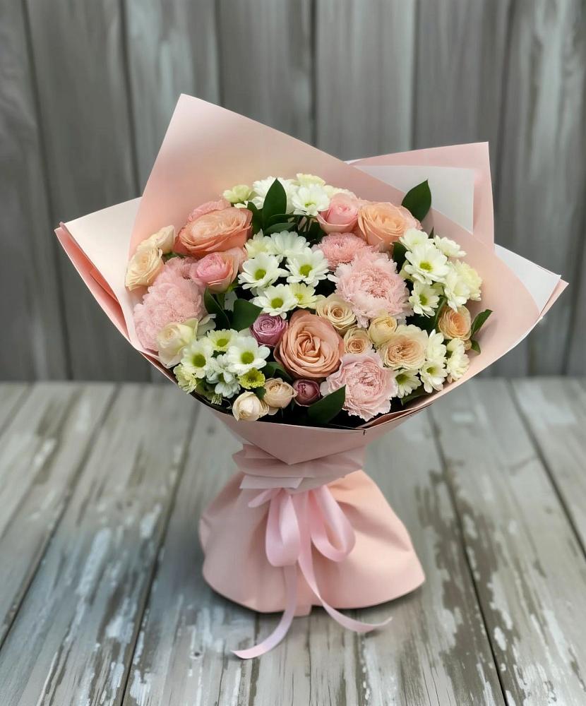 Букет цветов из: Гвоздики, Розы и Хризантемы в Рославле