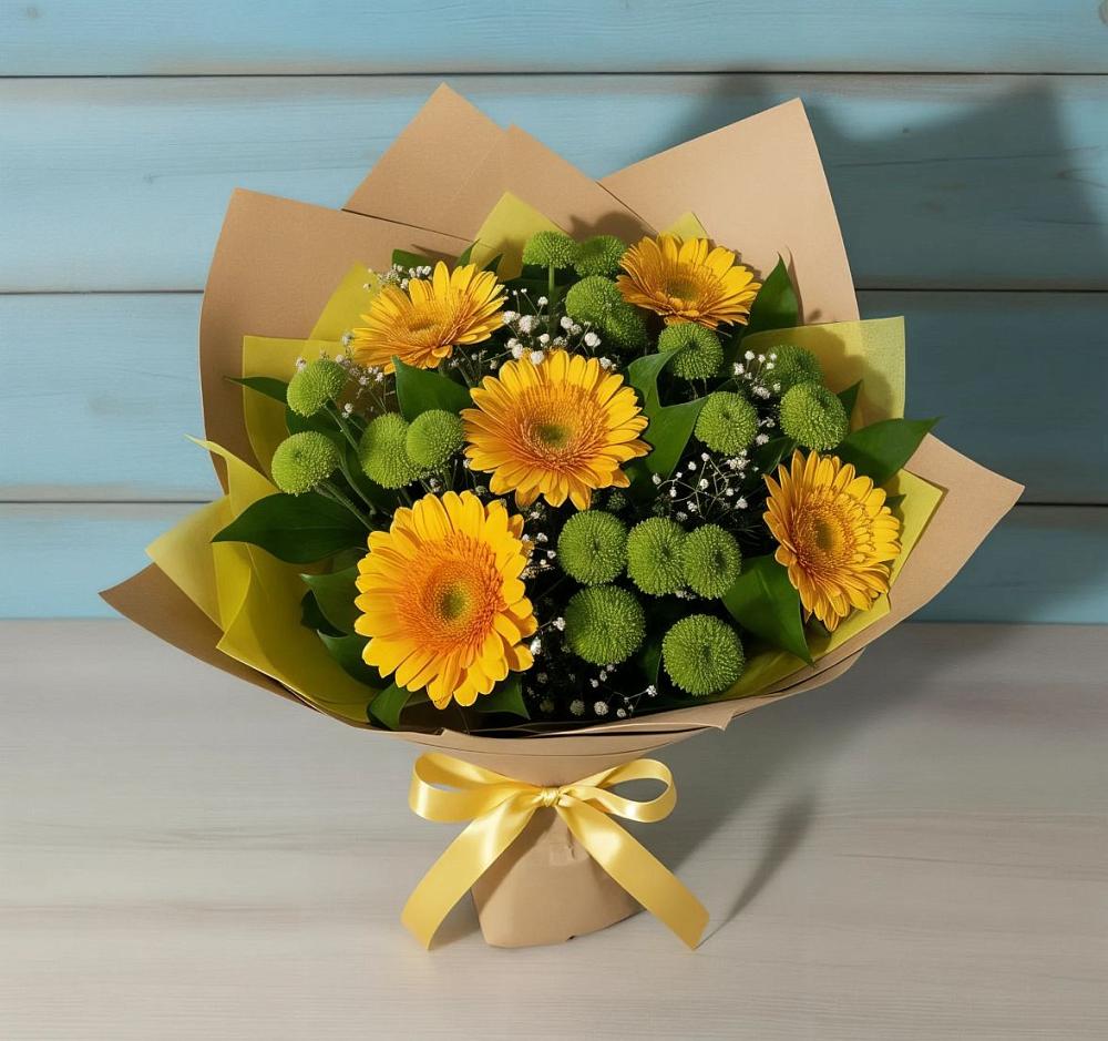Букет цветов из: Герберы и Хризантемы в Рославле