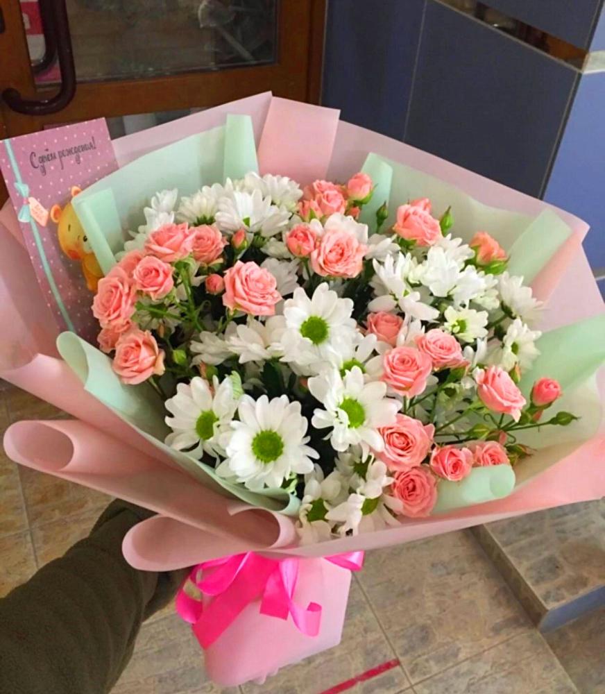 Букет цветов из: Розы и Хризантемы в Рославле