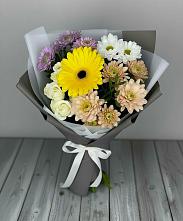 Букет цветов из:  Розы, Герберы и Хризантемы в Рославле