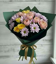 Букет цветов из:  Хризантемы и Розы в Рославле