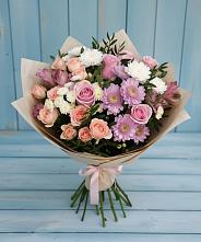 Букет цветов из:  Хризантемы, Розы и Альстромерии в Рославле