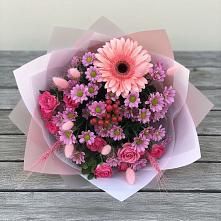 Букет цветов из:  Розы, Герберы и Хризантемы в Рославле
