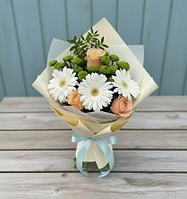 Букет цветов из:  Герберы, Розы и Хризантемы в Рославле