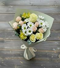 Букет цветов из:  Альстромерии, Розы и Хризантемы в Рославле