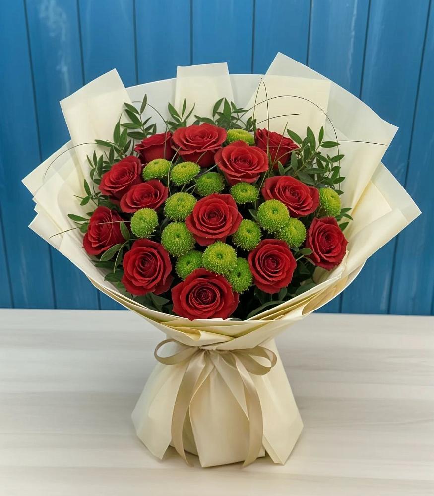 Букет цветов из: Розы и Хризантемы в Рославле